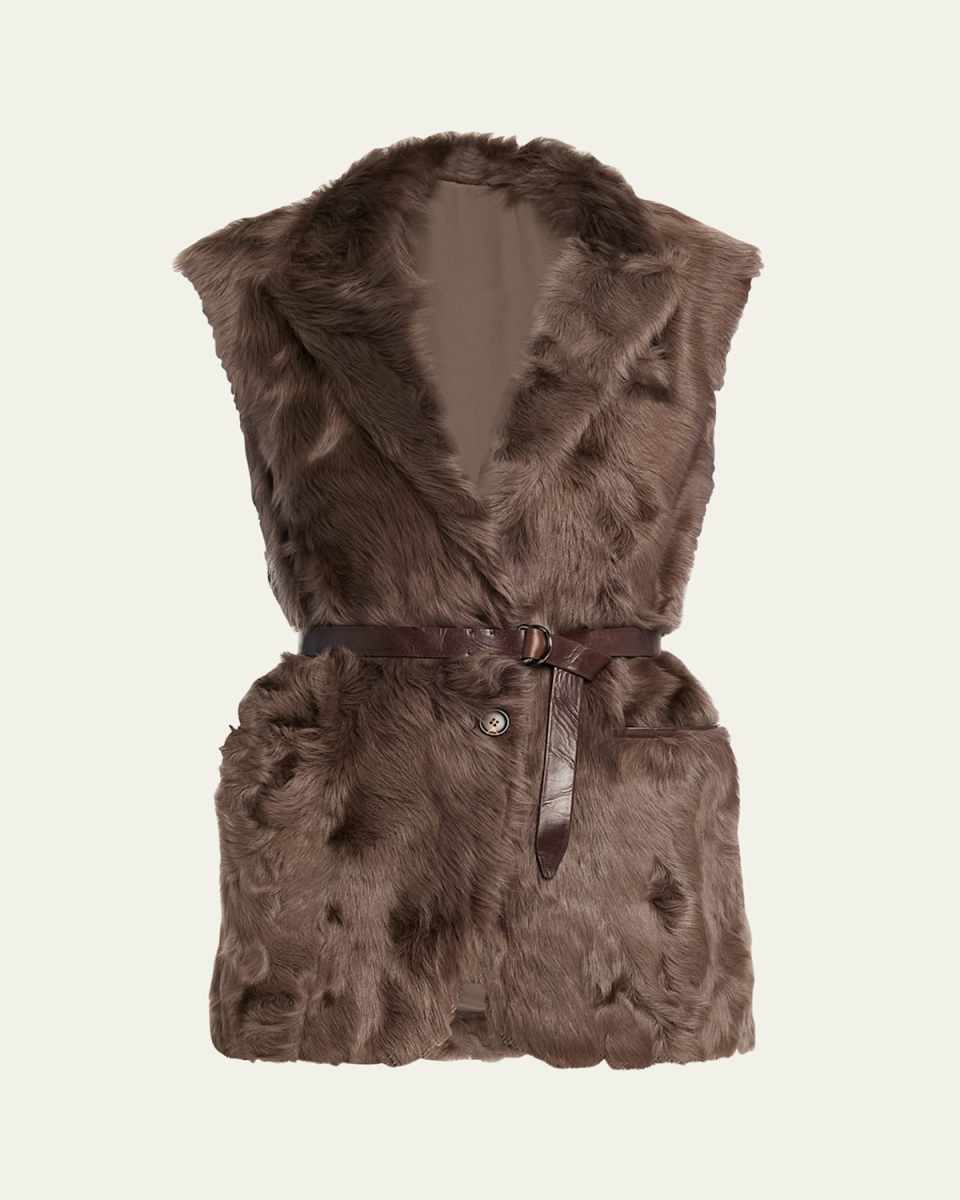 Capretta Lamb Shearling Belted Vest